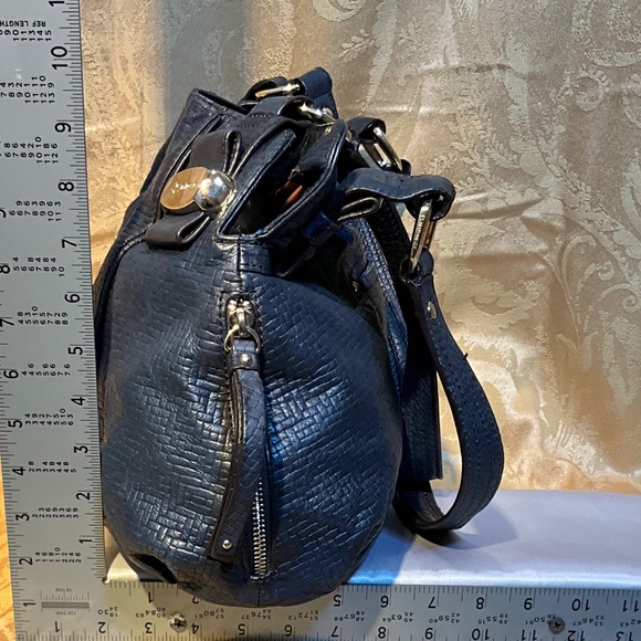 B. Makowsky double handle black large pebble leather texture bag.  10-B1Cb - Picture 5 of 10